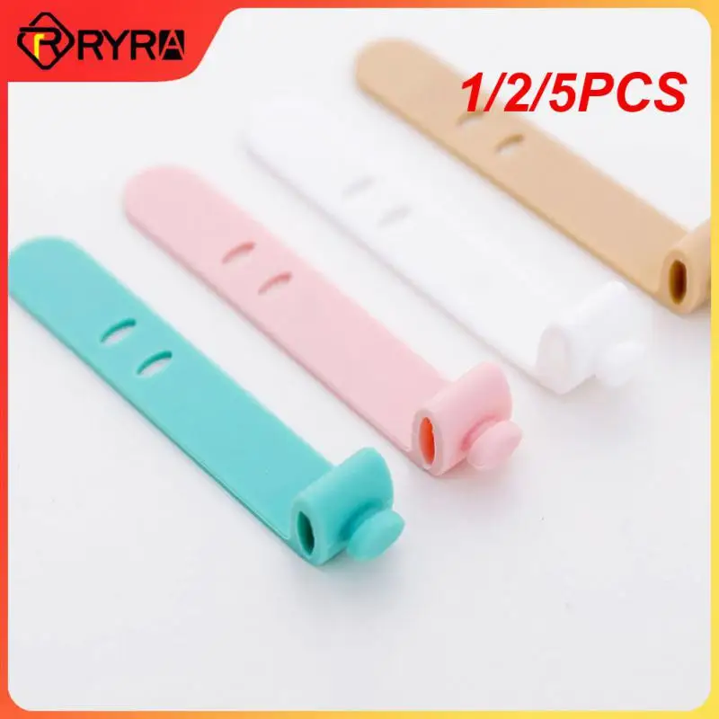 1/2/5PCS Cable Organizer Earphones Wire Winder Clip Data Cable Reusable Tie 2 Holes Silicone Beam Line Cord Winder Holder