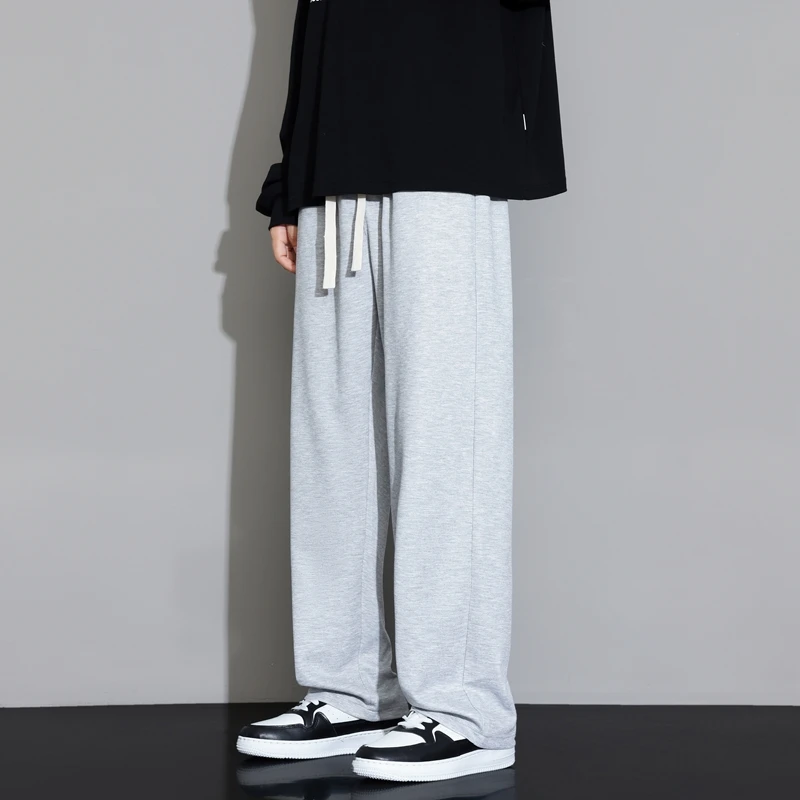 

Man Wide Leg Pants 2025 Spring Summer Casual Trousers Lightweight Straight Cut Solid Color Breathable Outdoor Pants