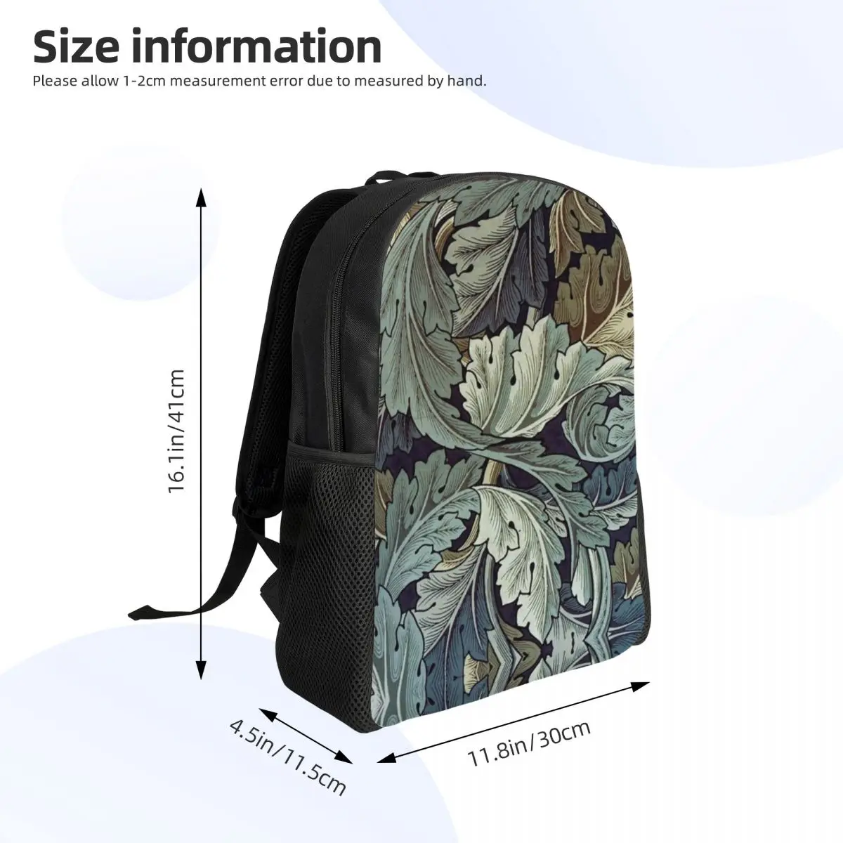 Personalizado Acanthus por William Morris Mochila Mulheres Homens Moda Bookbag para Escola Colégio Têxtil Padrão Sacos