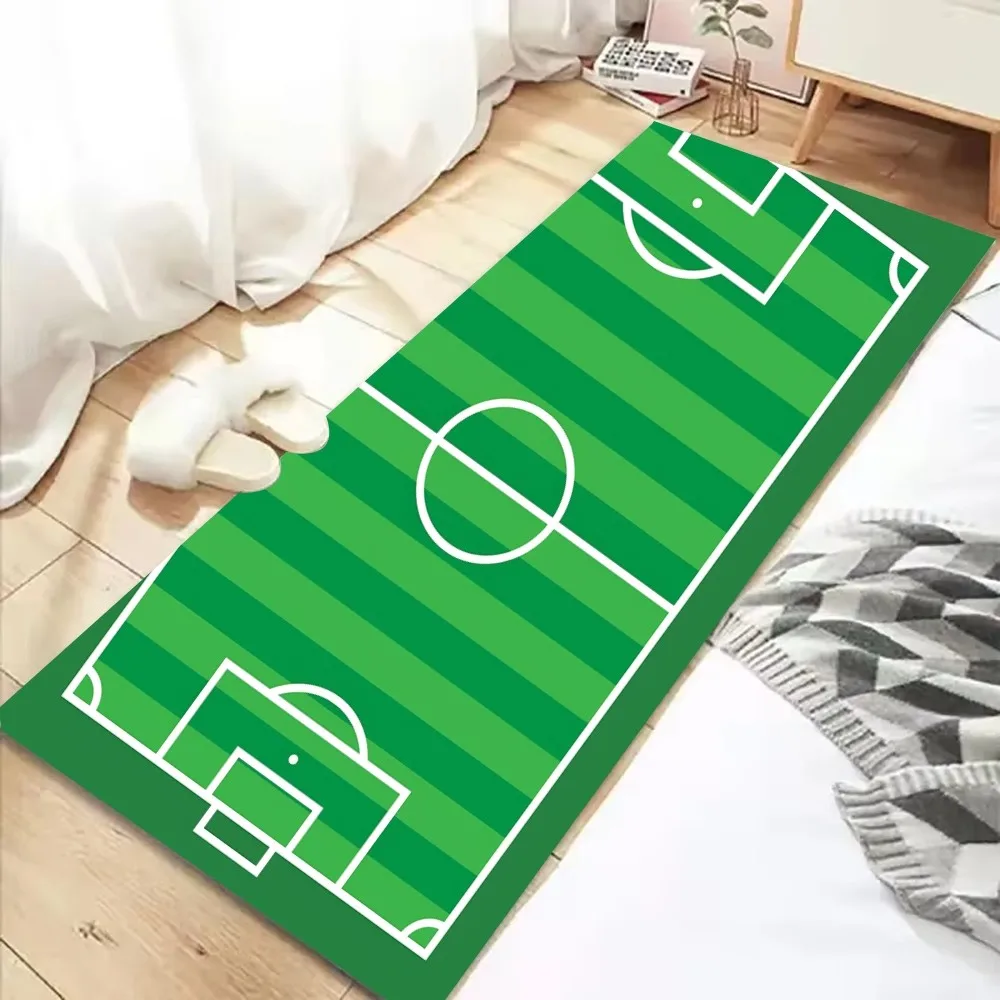 Football Field Floor Mat Graphic Printed Flannel Doormats For Bathroom Kitchen Entrance Carpet Home Decor