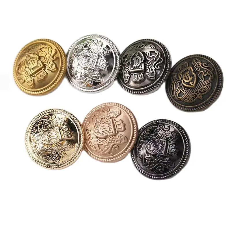 10pcs 15mm/18mm/20mm/23mm/25mm Round Metal Buttons Retro Lion Shank Button DIY Sewing Jeans Suit Coat Shirt Dress Accessories