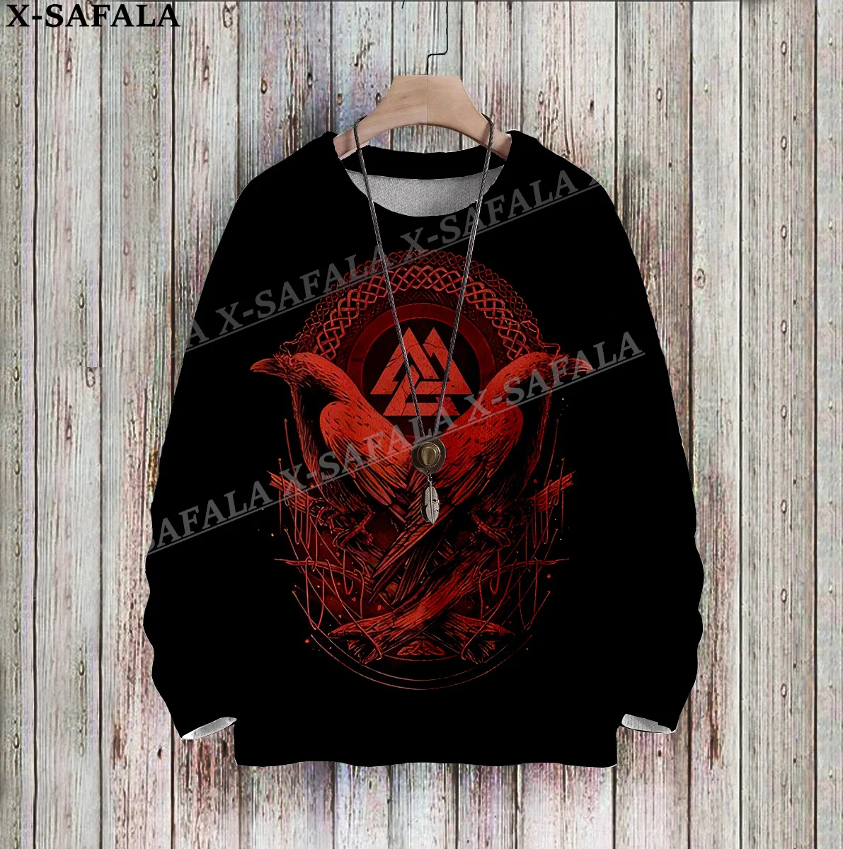 Raven Tattoo Symbol Viking Ugly Christmas Sweaters 3D Printed Knit Funny Gift Jumpers Tops Couple Holiday Party Unisex Casual-4