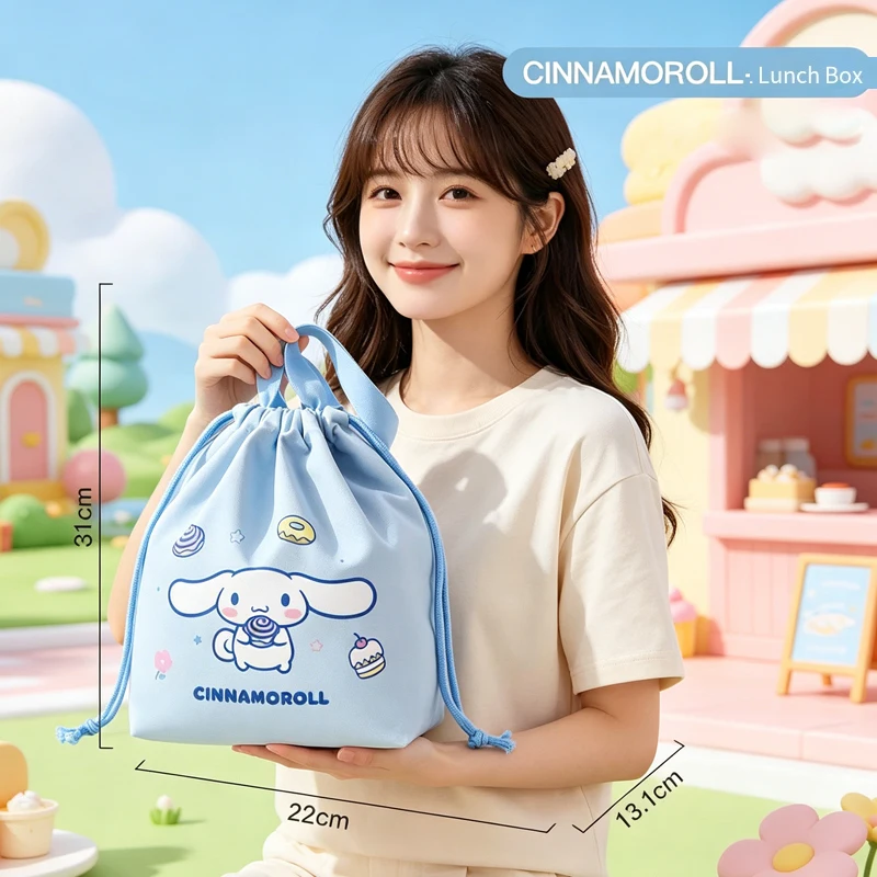 

Cinnamoroll Cosmetic Bag Sanrios Lunch Box Bento Bring Rice Oil-Proof Thickened Dedicated Square Aluminum Foil Insulated Bag