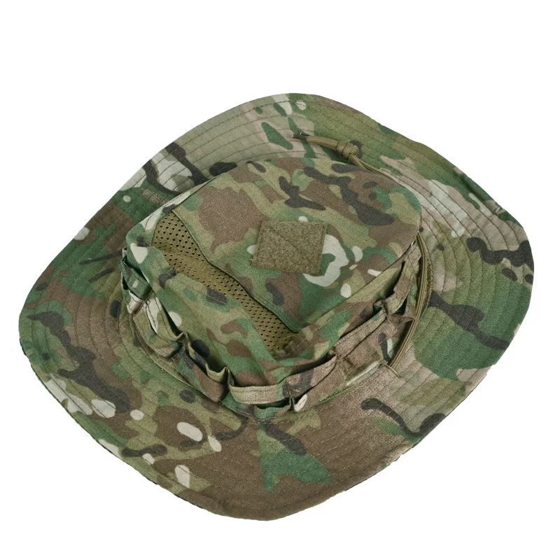Summer Tactical Camo Bucket Hat Men Mesh Air Vents Boonie Hat Military Army Hunting Fishing Hat Sunscreen Cap DIY Patch Position