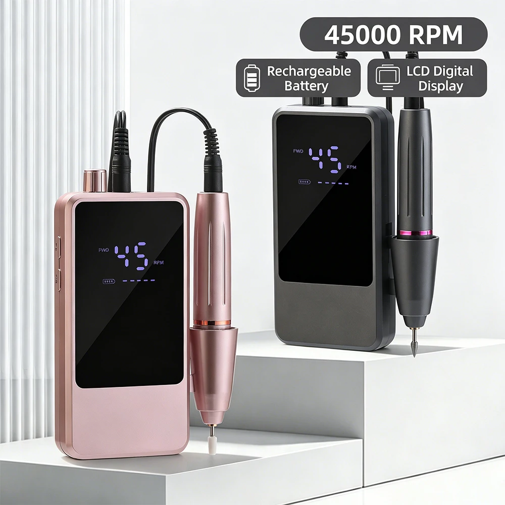 Tech Accessories Box - 45000RPM Professional Nail Drill Rechargeable Wireless