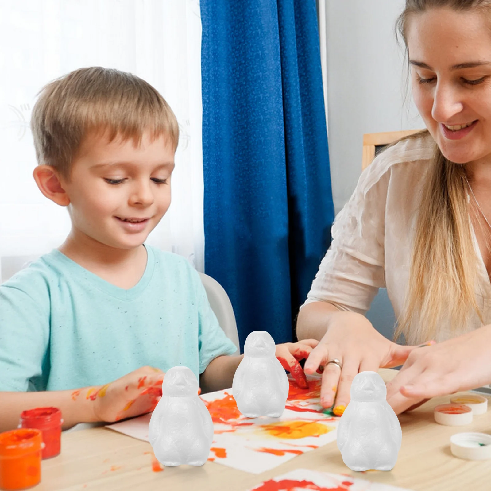 20 Stück Schaumstoff-Pinguin-DIY-Set, unvollendete leere Handwerksskulptur für Kinder, Malerei, Dekor, Aktivitätsset, Mini-Tierfiguren, weiß