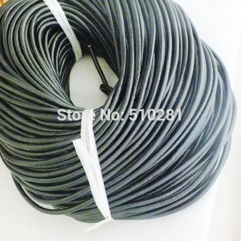 100Meters  1/1.5/2/3/4/5/6mm high quality  black round genuine leather cord