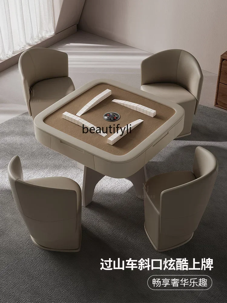 LXFully automatic high-end solid wood rotatable desktop mahjong machine dining table dual-purpose multi-functional small apartmS