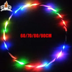 60/70/80/90cm Glow spor Hoop kaybetmek ağırlık halka Hoop 7 renk değiştirme Yoga daire Fitness egzersiz ekipmanları kadınlar için çocuklar