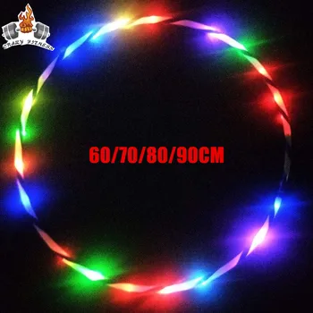 60/70/80/90 cm Glow Sport Hoepel Afvallen Ring Hoepel 7 Kleur Veranderende Yoga Cirkel fitness Workout Apparatuur voor Vrouwen Kinderen