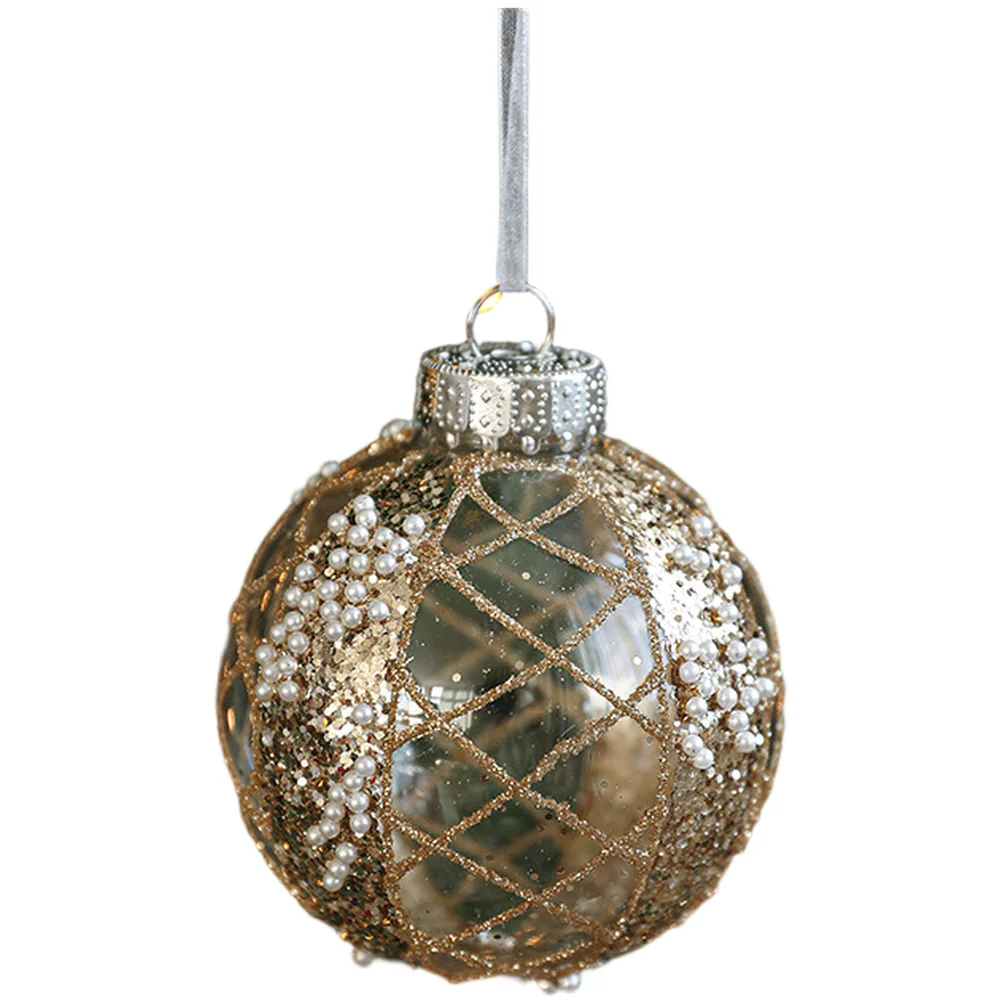 Clear Plastic Baubles Christmas Tree Ornament 8*8*8cm 8 Cm Diameter Gold Glitter Particles Indoor Outdoor Decoration