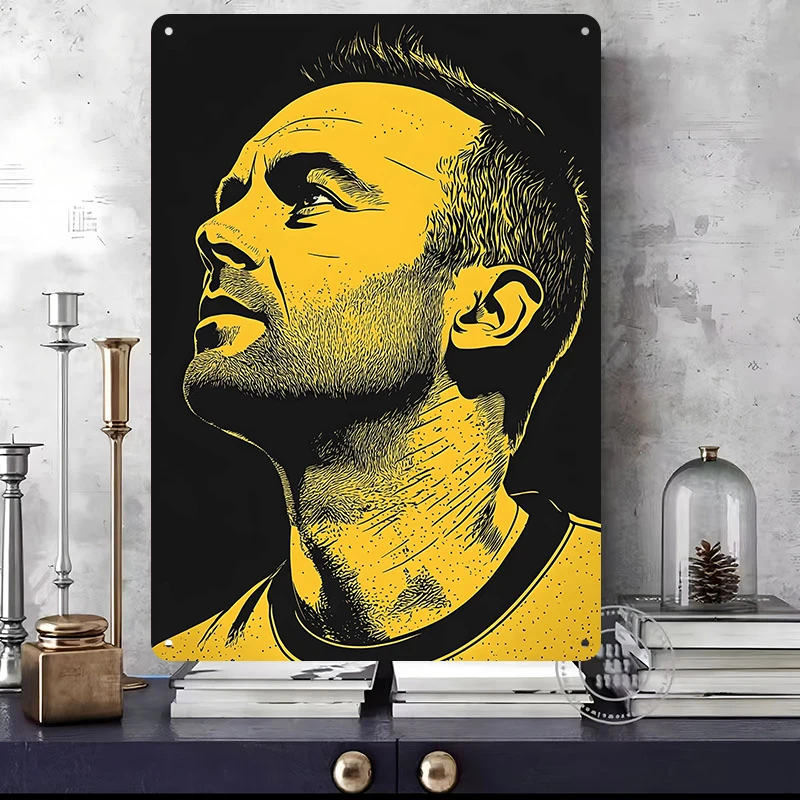 Andrés Iniesta Football Wall Art Metal Posters Customizable Vintage Metal Tin Signs for Man Cave Room Garage Decorations House