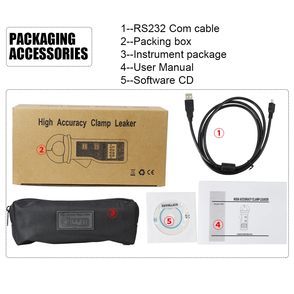 RuoShui 140A Digital Clamp Leaker High Accuracy Leakage Current Clamp Meter Measure Range 0.000mA～60.00A LCD Automatic Tester