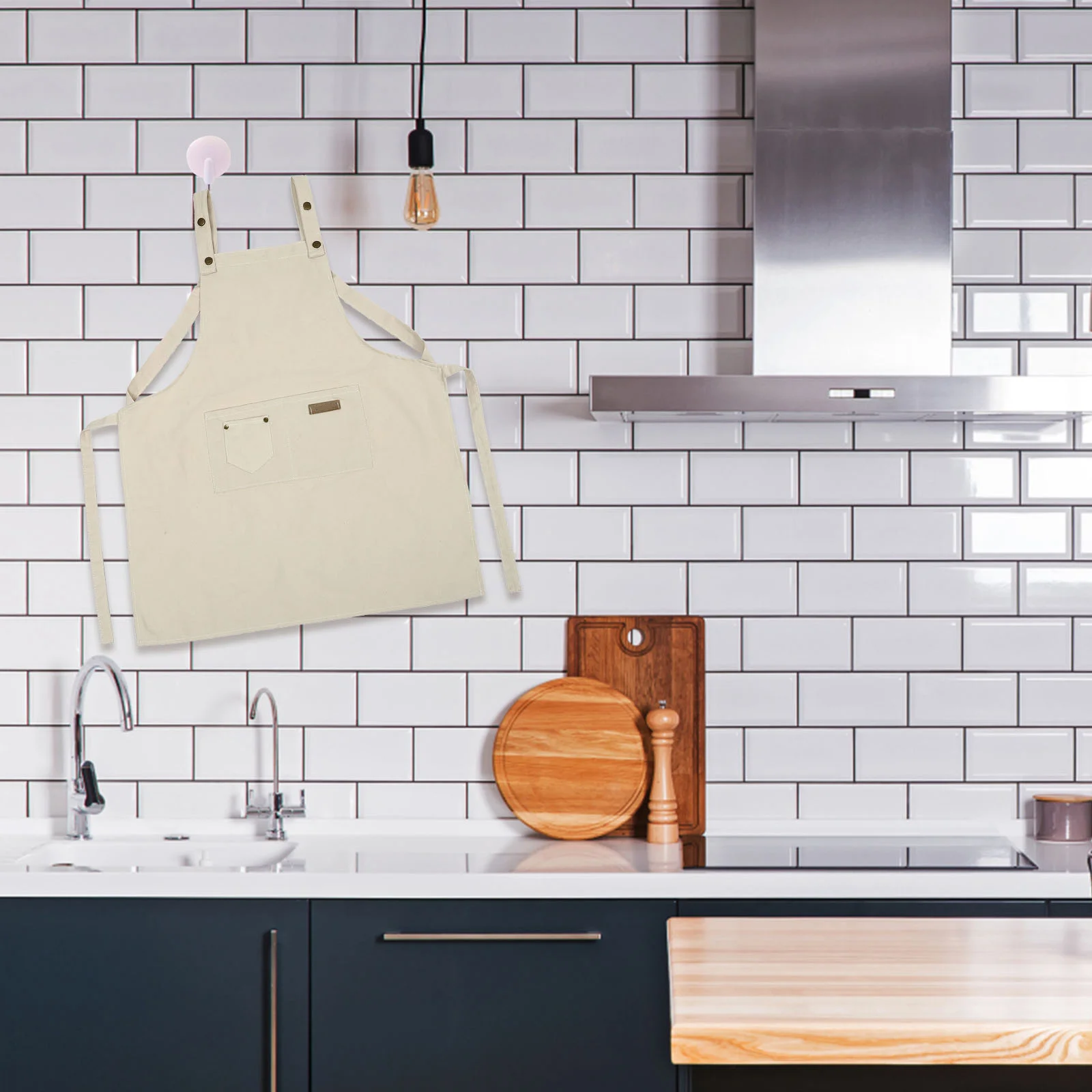 مريلة مطبخ قطنية مقاومة للزيت للنساء والرجال، قابلة للتعديل بدون أكمام، ملابس عمل لتنظيف الخبز والشواء #3