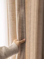 1pc Fashionable and Simple Style Linen Japanese Curtain For Livingroom Bedroom Uv Blocking in Various Sizes