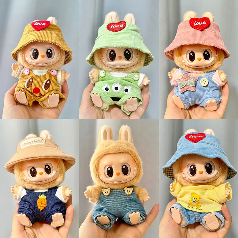 Cute Cartoon Mini Labubu Clothes Plush Hoodie Vinyl Doll Jumpsuit No Doll Accessories Clothing Decoration Series Super Cute Baby