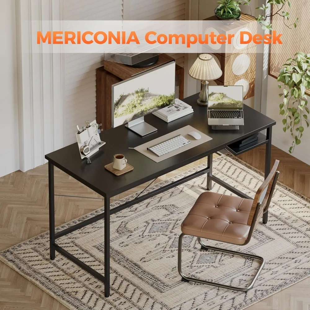 Escritorio para computadora de 55 x 24 pulgadas, escritorio para juegos para espacios pequeños, mesa moderna de estilo simple para oficina en casa, mesa de escritura para estudiantes de estudio