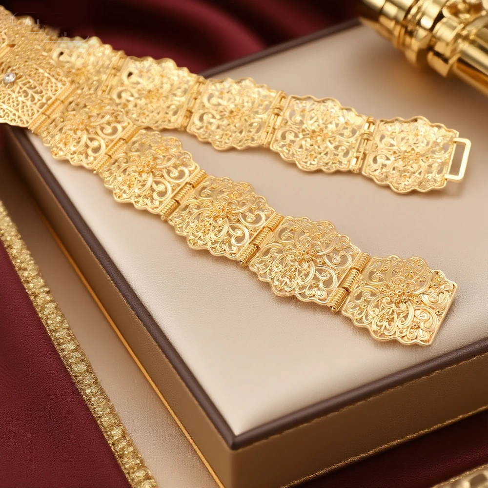 حزام خصر نسائي مغربي مطلي بالذهب تصميم عربي سلسلة مجوهرات لمهرجان الزفاف إكسسوارات أزياء مخصصة #3