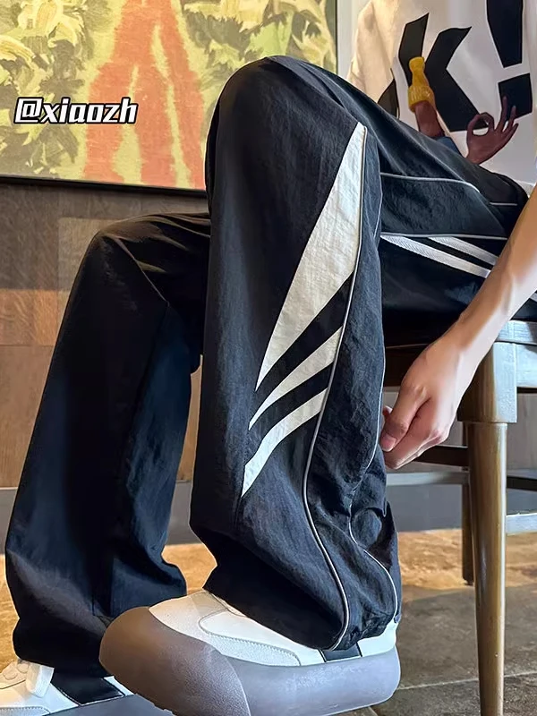 

American Sle Color Blo Casual Pants Men's Summer Thin Nylon Qui Dry Loose Large Size Sports Long Trousers