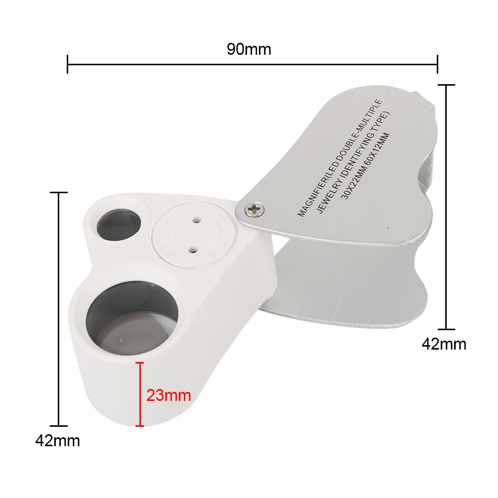 Vouwen 2 In 1 Vergrootglas 60X 30X Loupe Verlicht Met Led Verlichting Juwelier Loep Vergrootglas Draagbare Handheld Vergrootglas