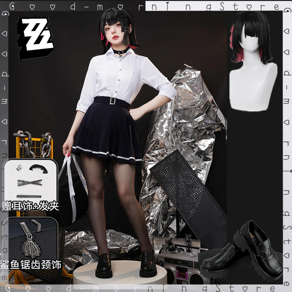 

Game Zenless Zone Zero Ellen Joe Cosplay JK Uniform Wig and shoes Ellen Joe Costume Anime Halloween Party Costumes Role play