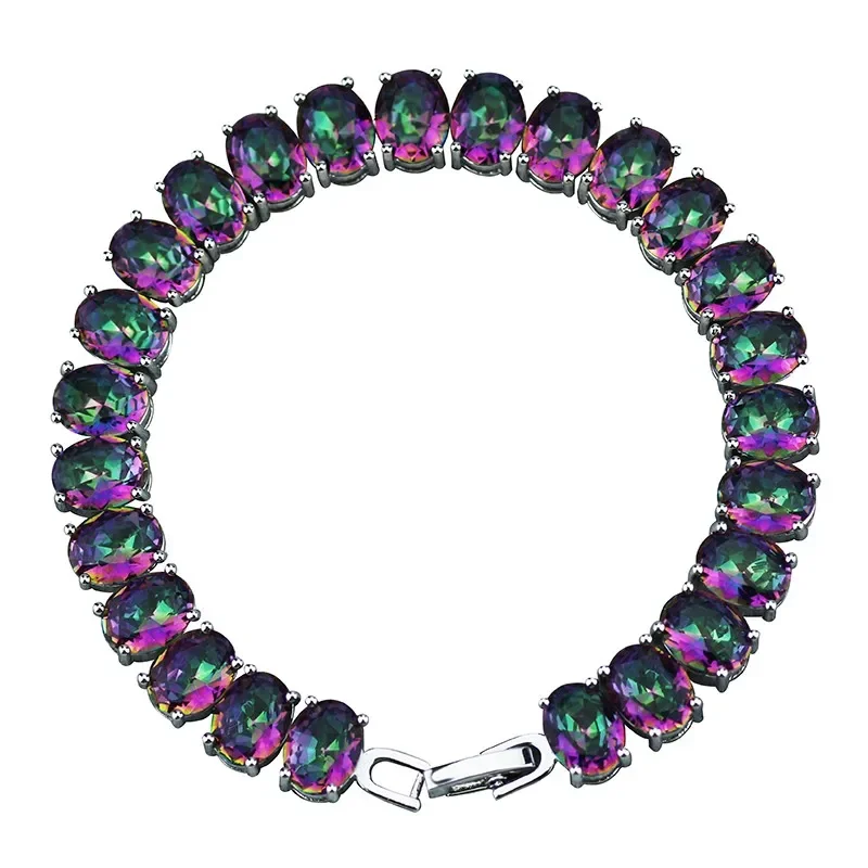 JLB-059 New Design Rainbow Muticolor Crystal Bracelets Jewelry Evening Dress Matching Purple Bracelets & Bangles Lady Gift