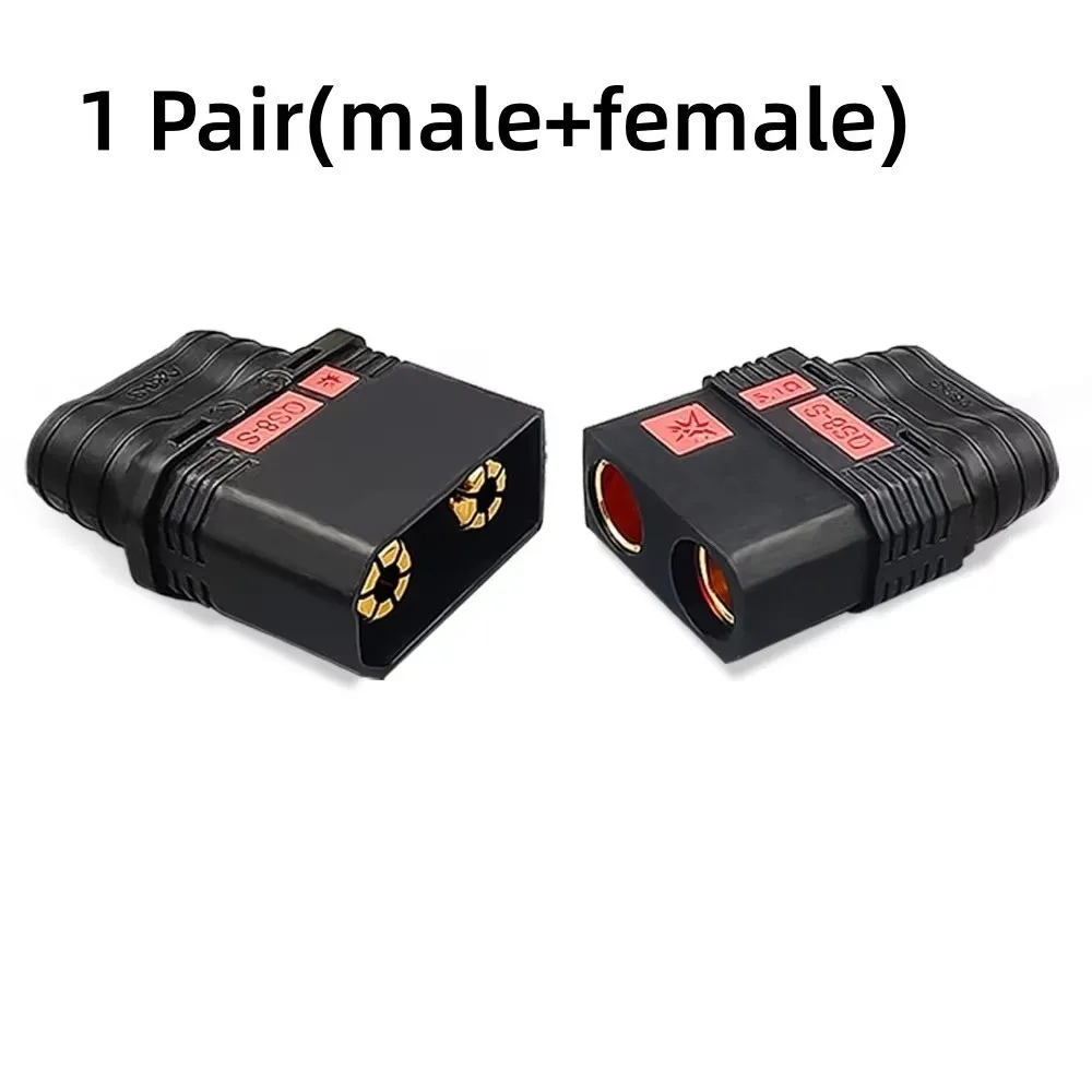 New High Current QS8-S Connector Anti Spark Black QS8P-S Battery Plug Gold Plated QS8-S M F Plug Set for RC Model Car