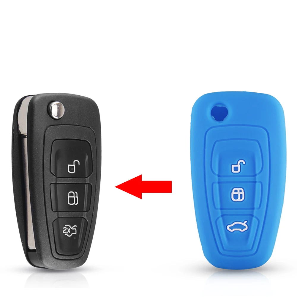 KEYYOU 3 Button Silicone Car Remote Key Fob Cover Case For Ford Ranger C-Max S-Max Focus Galaxy Mondeo Transit Tourneo Custom