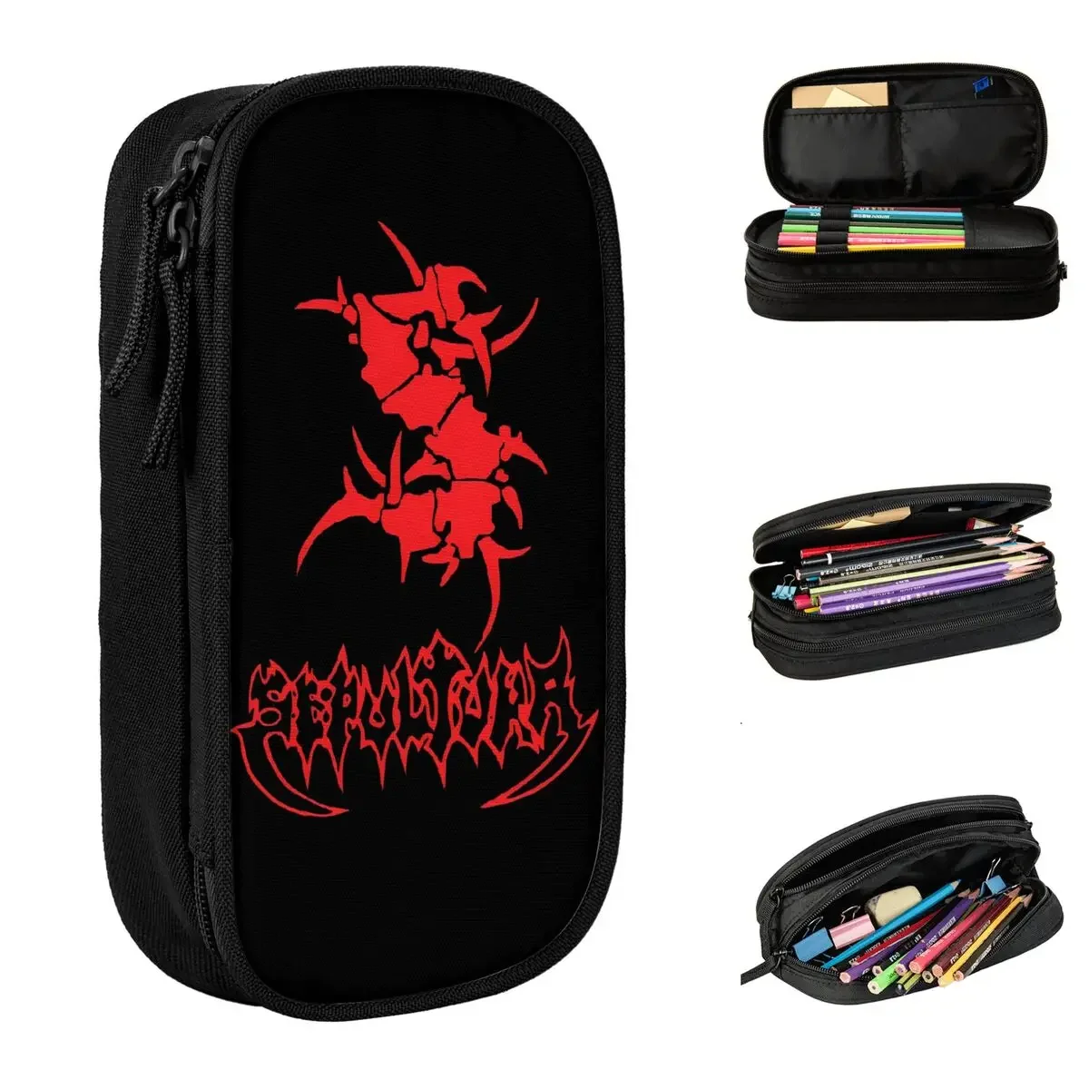 

Classic Sepultura Heavy Band Logo Pencil Cases Rock Music Pencilcases Pen Box Kids Storage Bags Students School Cosmetic