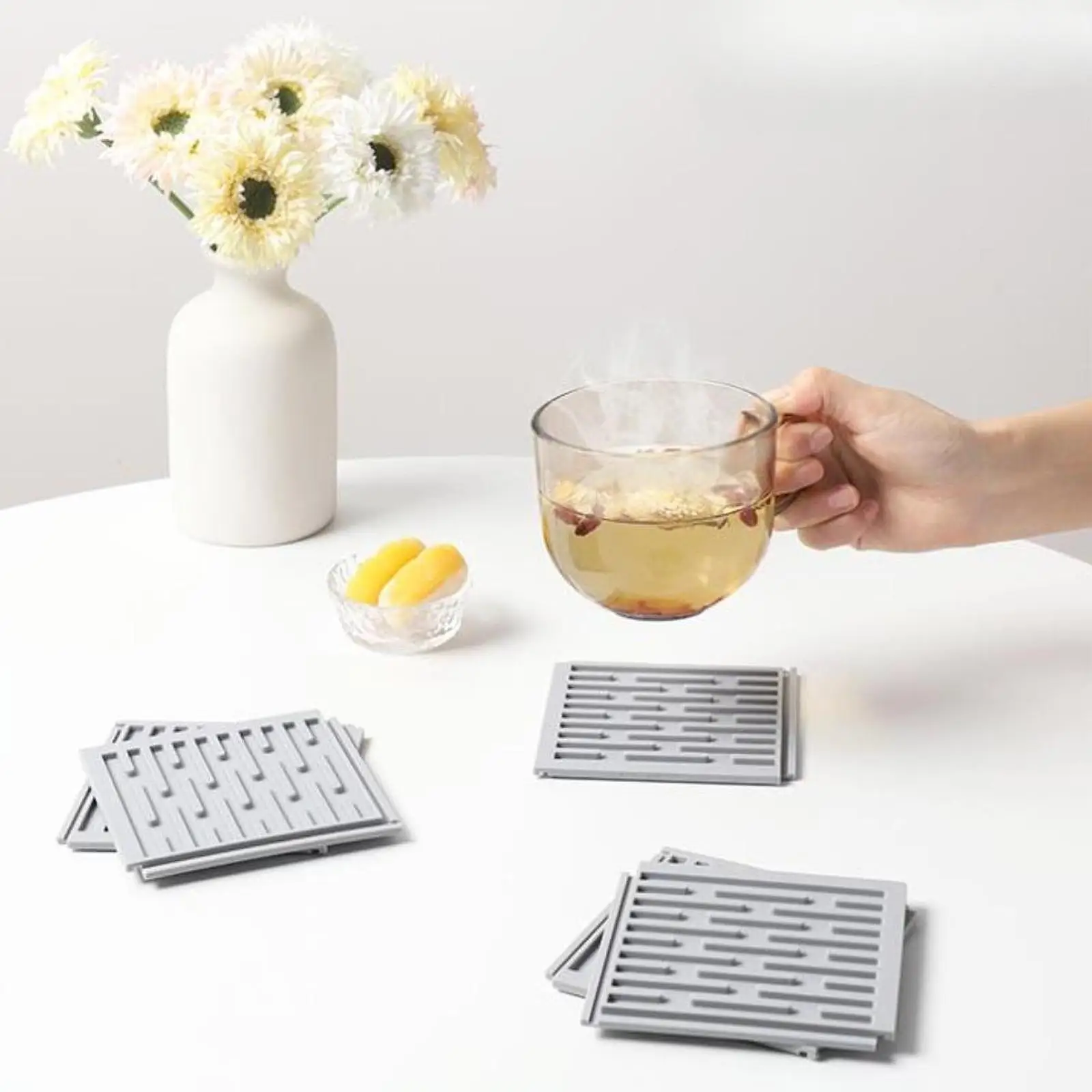 6x Silicone Dish Drying Mats Cutting Board Non Slip Pads Easy Clean Protector Dish Drainer Mats for Cups Pans Kitchen Cafe