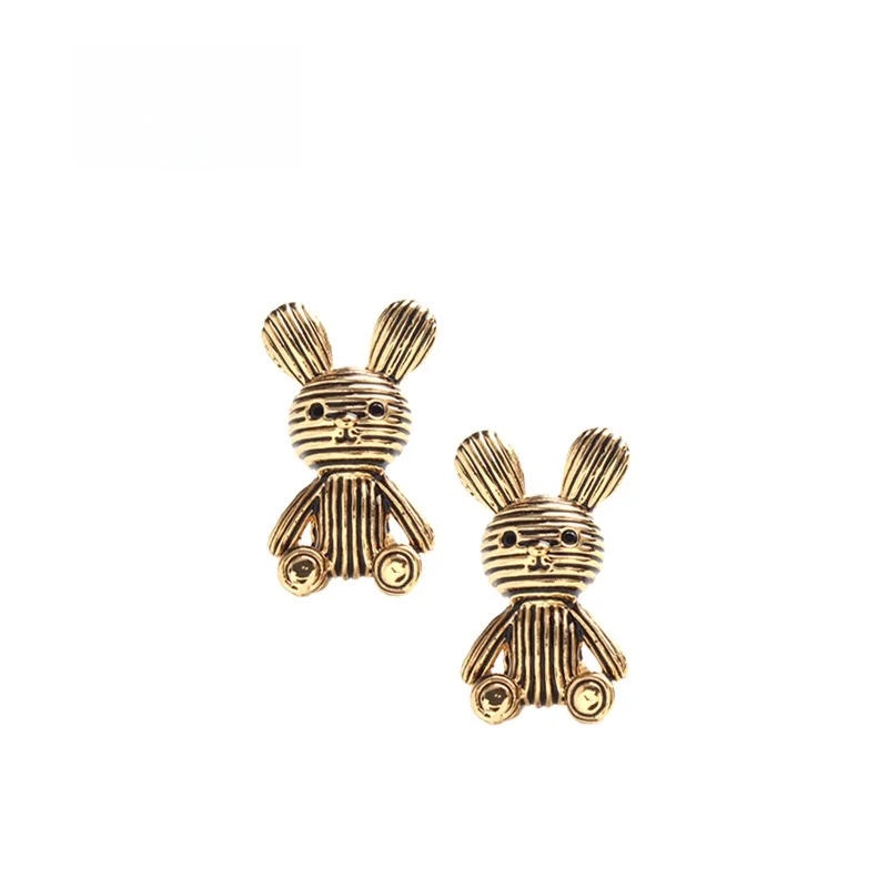 

Exaggerated Rabbit Bear Earrings Women's S925 Silver Needle 3D Embellished Ear Jewelry Sweet Style Fashionable Accessories