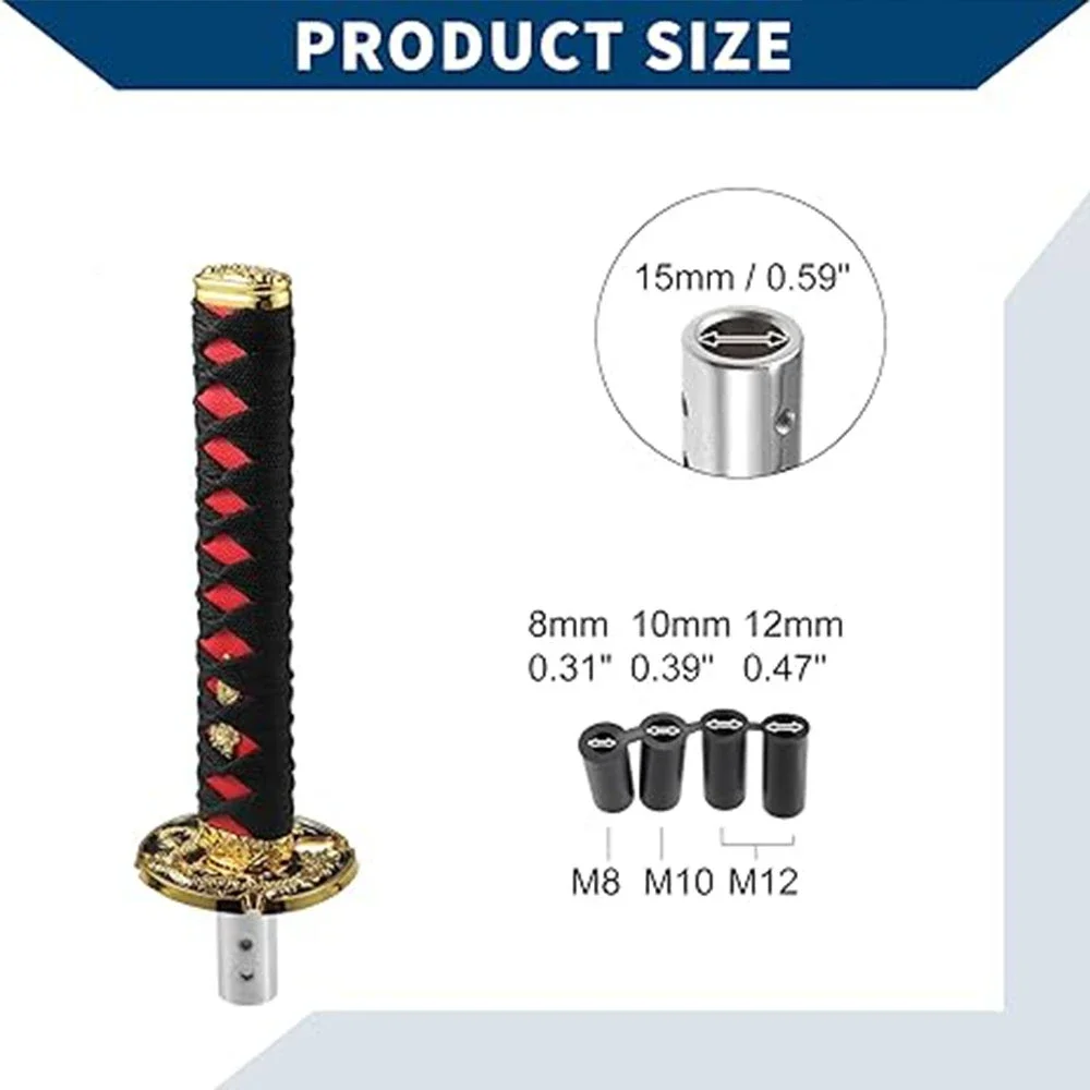 Universal Dust Cover Shift Knob Collars With Adapters With 150mm200MM JDM Katana Samurai Sword Shift Knob Shifter car gear lever