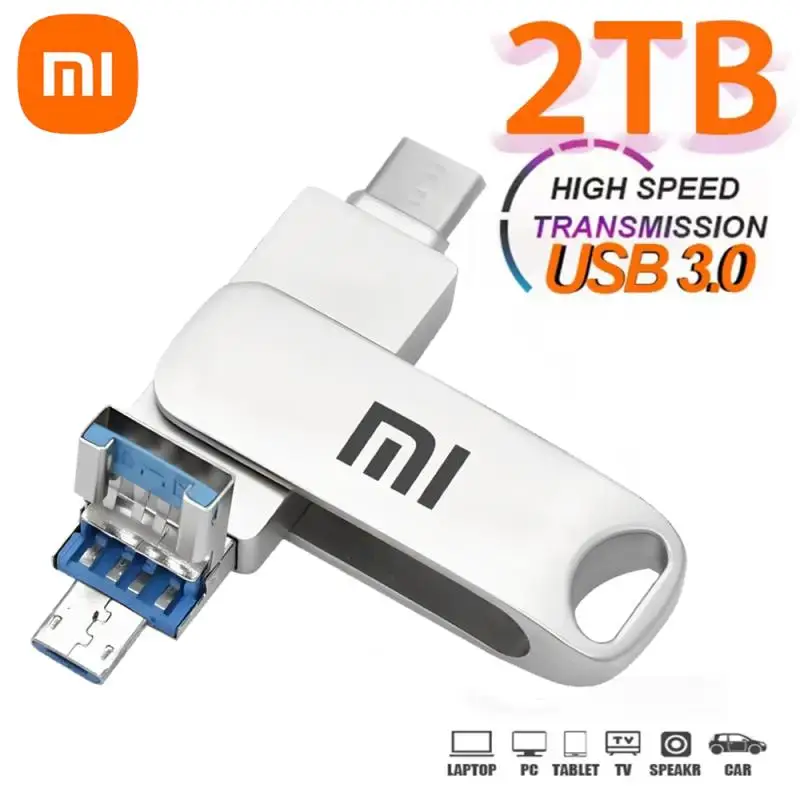 Xiaomi 2 in 1 OTG 2TB เพนไดรฟ์ USB 3.0 & USB-C แฟลชไดรฟ์ปากกาเมมโมรี่สติ๊ก USB 3.0แฟลชไดรฟ์128GB 256G 512G Type C pendrive