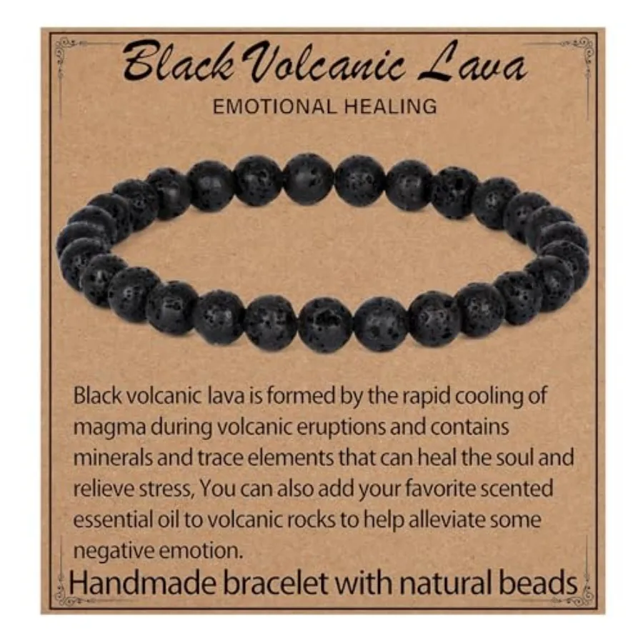 

LPBeads Handmade Natural Gemstone Stretch Elastic Bracelet Healing Crystal Round Stone Beads Jewelry Gifts for Women Men