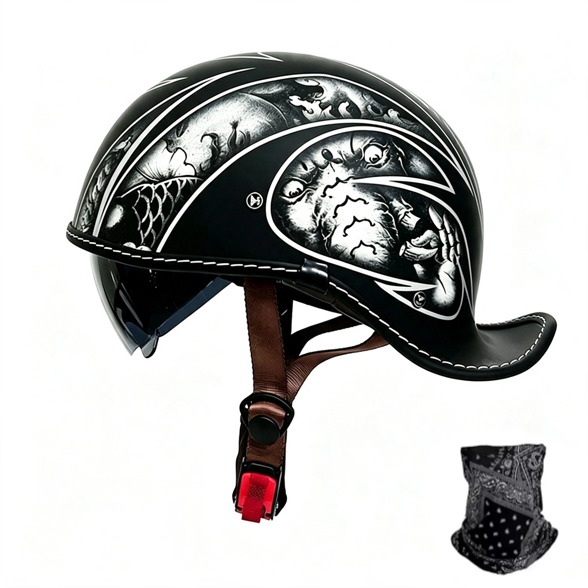 Summer Vintage Motorcycle Helmet Unisex Electric Vehicle Three-Quarter Helmet Pedal Cruise Riding 3C Certified Protection