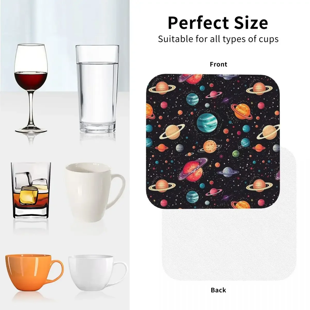 النظام الشمسي كواكب الفضاء الكون الوقايات المطبخ المفارش كوب عازل الحصير القهوة للديكور المنزل أدوات المائدة منصات مجموعة من 4