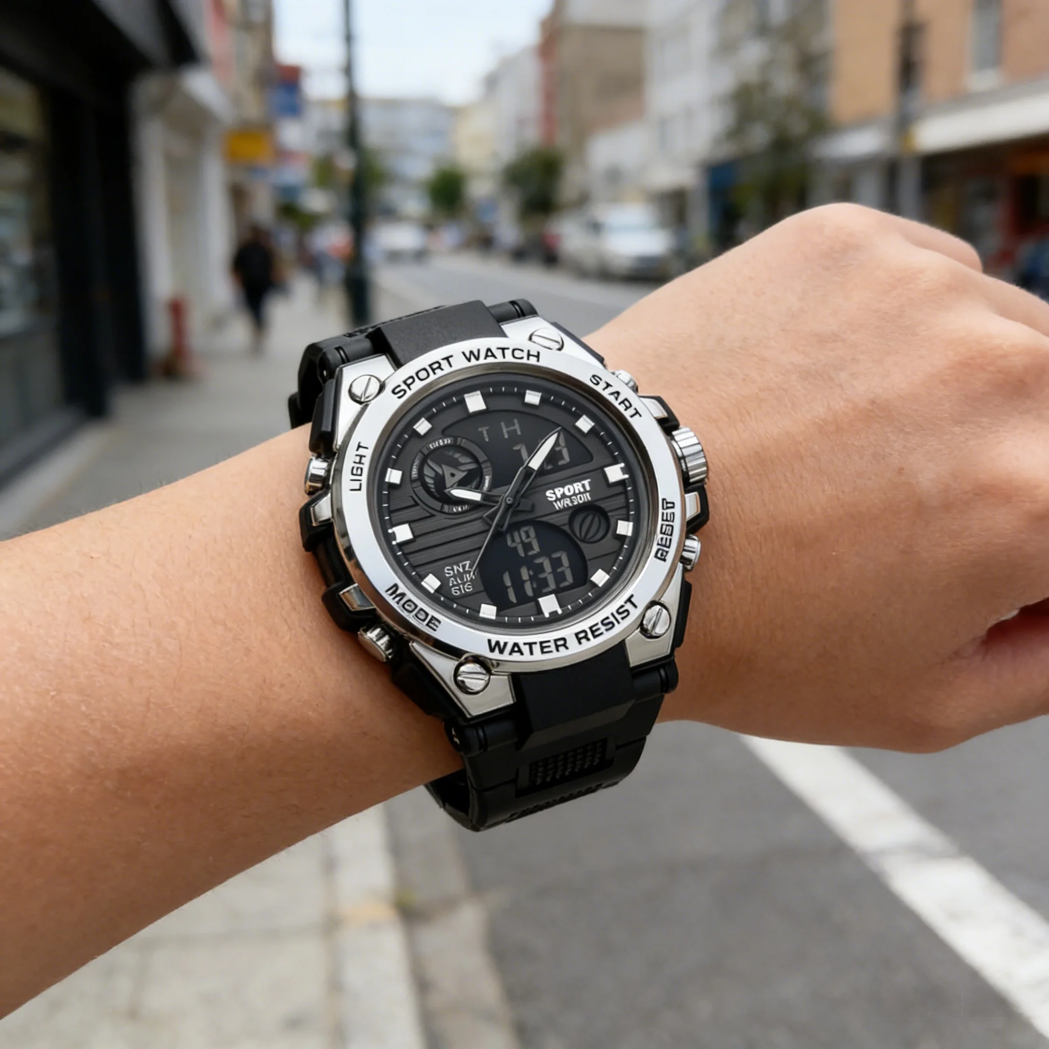 Trendy Men's Large Dial Sports Electronic Watch Multifunctional Student Watch Is the Best Choice for Gift Giving