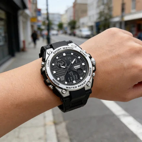 Trendy Men's Large Dial Sports Electronic Watch Multifunctional Student Watch Is the Best Choice for Gift Giving