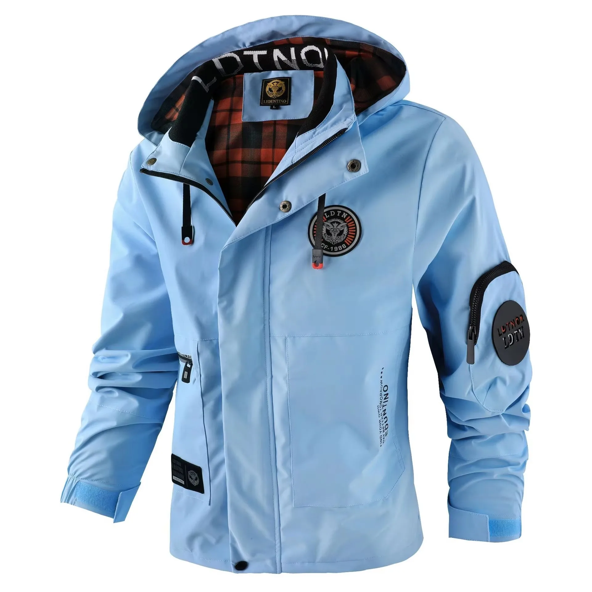 

2025 весенне-осенняя мужская уличная ветрозащитная съемная куртка с капюшоном, мужская однотонная повседневная модная свободная куртка, пальто, мужская одежда, топы