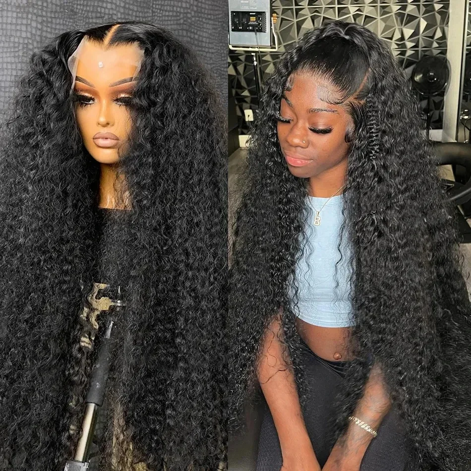 Nadine 36 40 Inch Curly human hair lace frontal wig 13x4 13x6 Deep Wave HD Transparent lace front human hair wig For Black Women