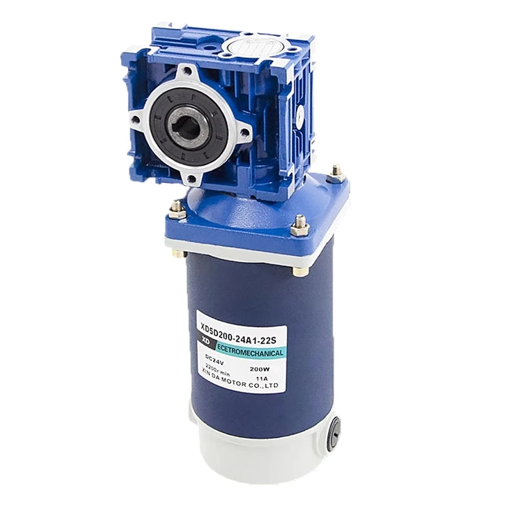200W 12v 24v DC Worm Gear Reducer Motor RV30 DC Gearmotor RV30 Self-Gearing Single-lock Shaft Rotation CW CCW