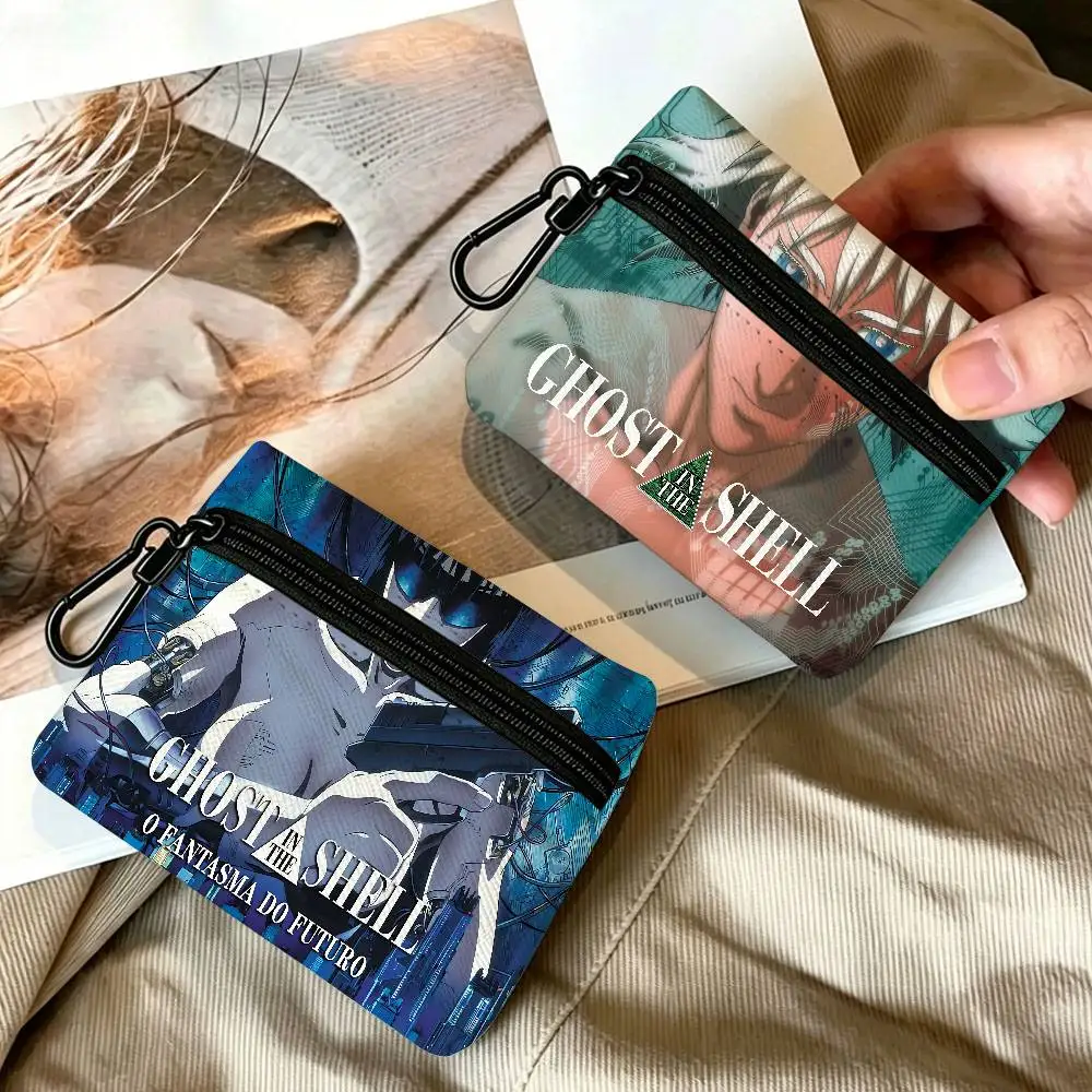 Ghost in the Shell Oxford Cloth Zipper Wallet Multifunctional Hanging Coin Bag For Credit Cards Keys Coins Earbuds