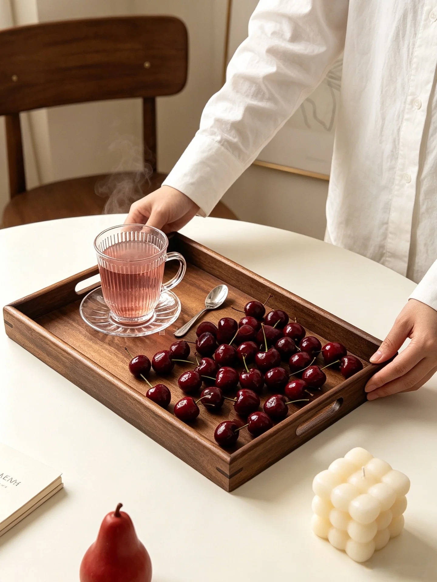 Rectangular Walnut Wood Tray Tea Set Serving Tray Hotel Dining Plate Storage Tray Water Cup Tea Accessories Tray Chinese Style