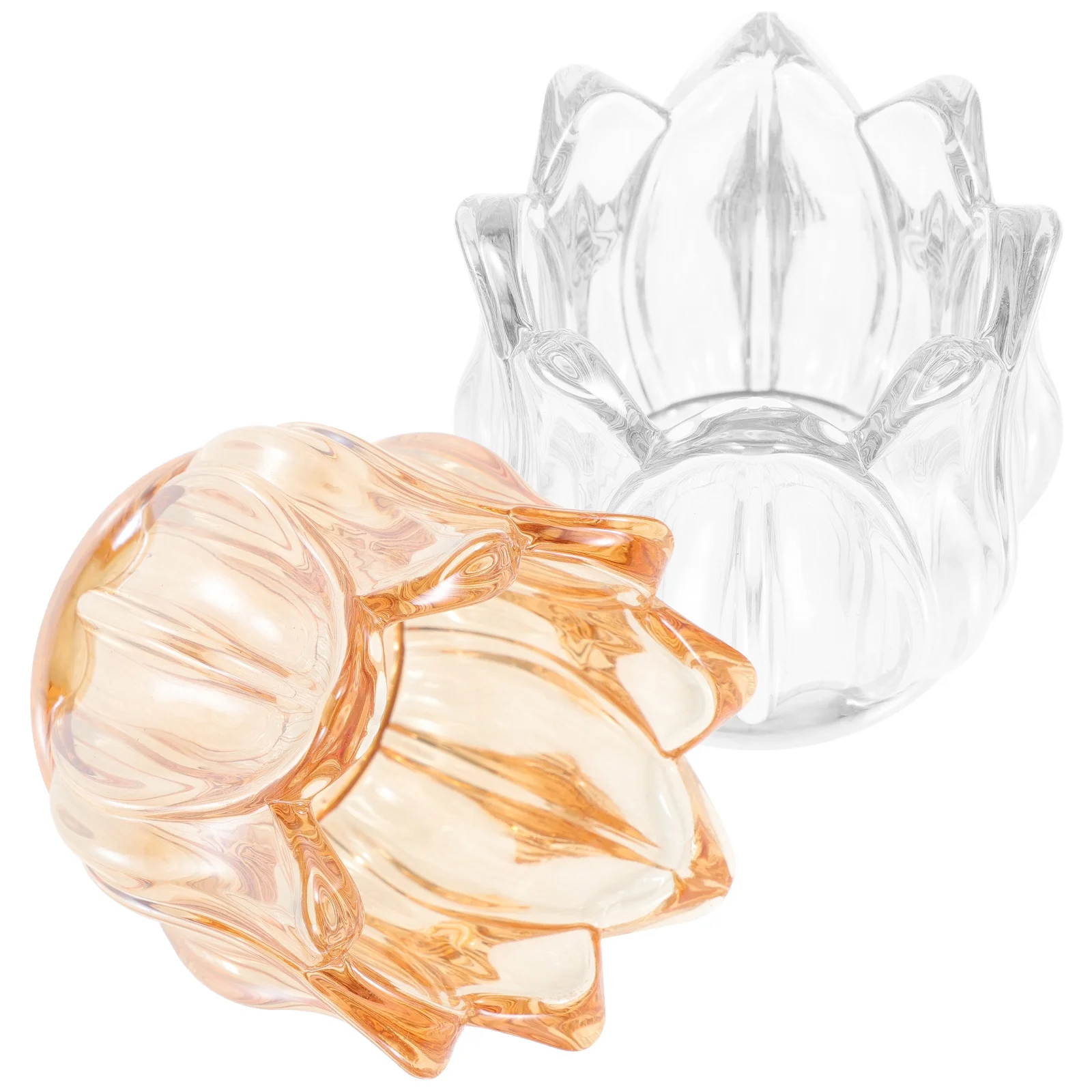 

2 Pcs Candlestick Holder Tea Light Holders Wedding Decorations Glass Flower Tealight for Weddings