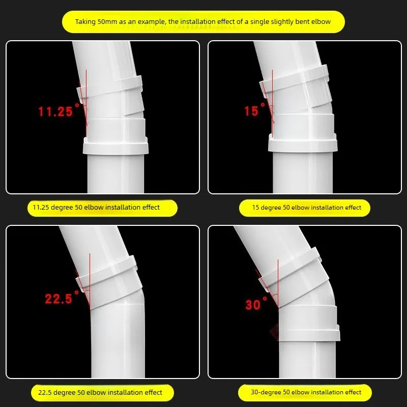 PVC Elbow Offset Small Angle 11.25° 15° 22.5° 30° Drain Pipe 50 75 110mm Fitting Joint for Drainage System Pipe Connection