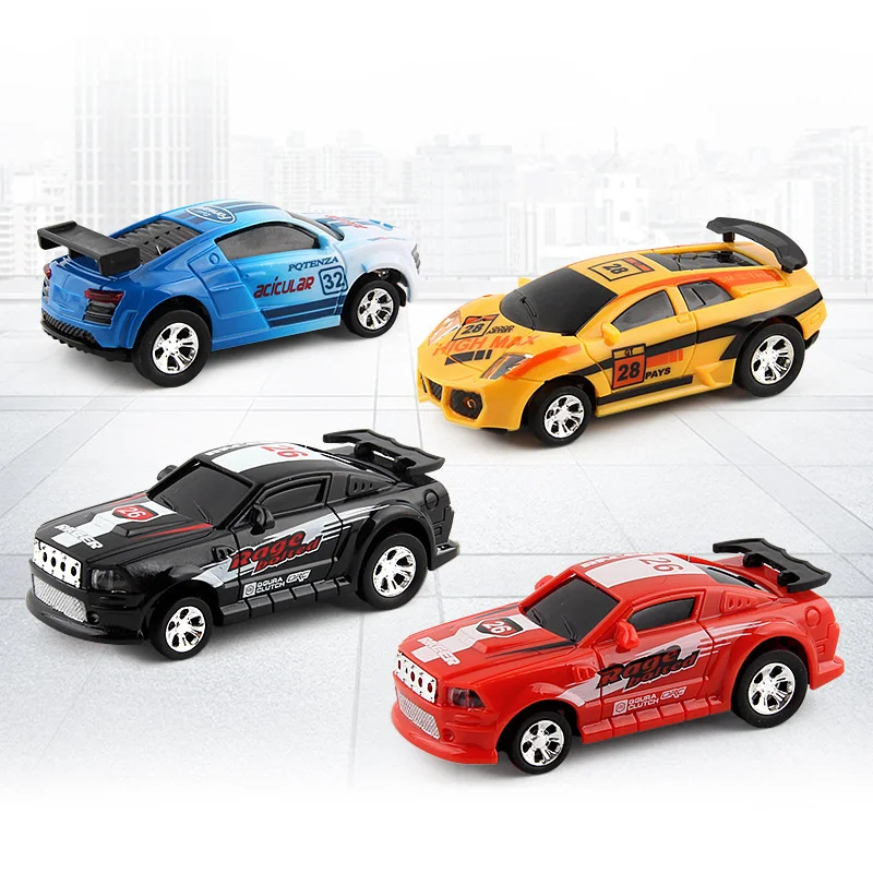 Coke Can Remote Control Car Battery Operated Remote Control Racing Vehicle LED Lights Mini RC Car with Roadblocks Christmas Gift
