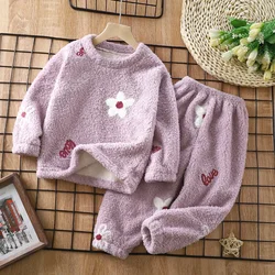 Kids Teens Pajamas Long Sleeve Fleece Pyjamas Clothes Sets Cartoon Toddler Boy Sleepwear Cute Pajamas For Girls 5 10 12 14 Years