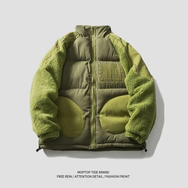 

Men's Japanese Sle American erpa Spliced Warm Cotton Coat Straight Leg Eighteen Pants Youthful Vitali Autumn Collection