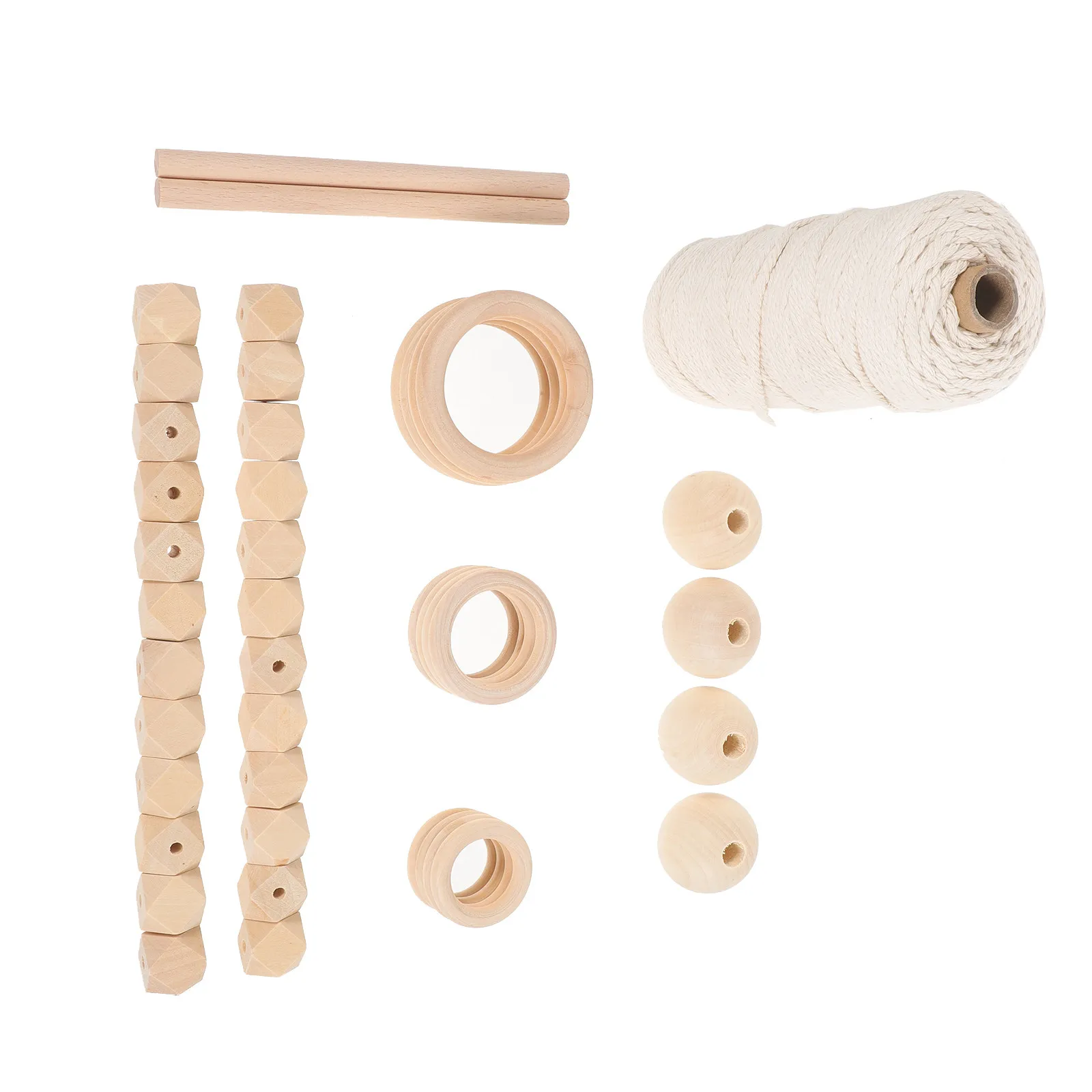

1Set Macrame DIY Kit Complete Cotton Rope Wood Beads Rings Sticks for Tapestry Dreamcatcher Plant Hanger Wall Art Decoration