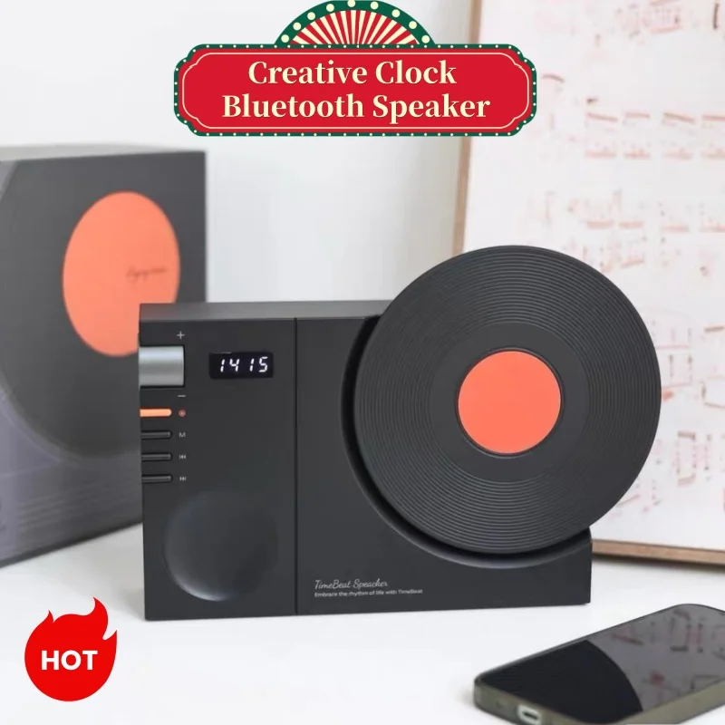 

Беспроводная Bluetooth-колонка с HIFI-качеством звука и креативным дизайном часов, портативный беспроводной сабвуфер с поддержкой AUX и TF-карт для спальни и офиса